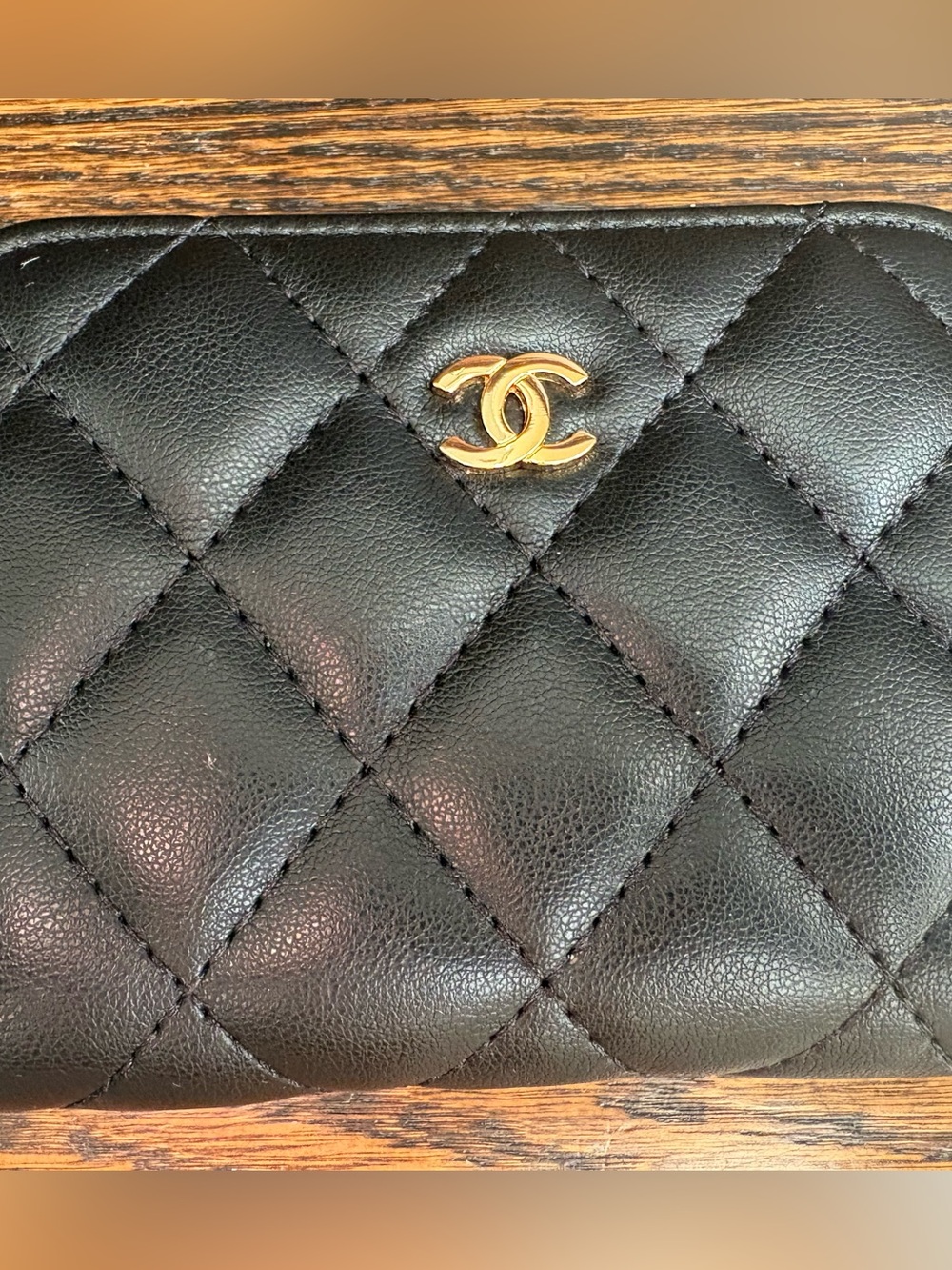 Designer Inspired New  Black Quilted Leather Zip Card Case Wallet - Picture 2 of 10
